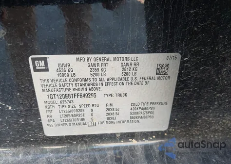 2015 GMC Sierra 2500Hd Denali from USA, damaged, VIN 1GT120E87FF649295